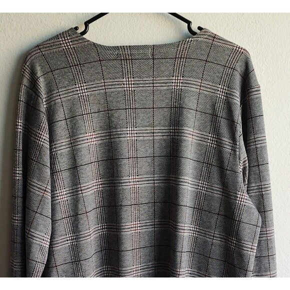 Eye Candy Long Cardigan Duster Open Front Black Red Check 3X Long Sleeve - Picture 7 of 10